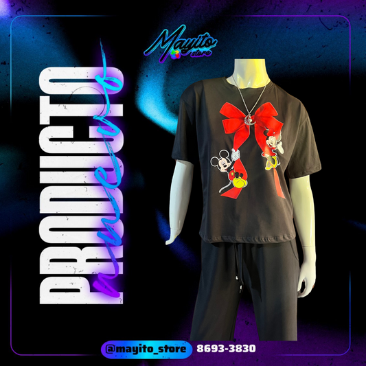 Blusa Corte L Minnie lazo rojo negra