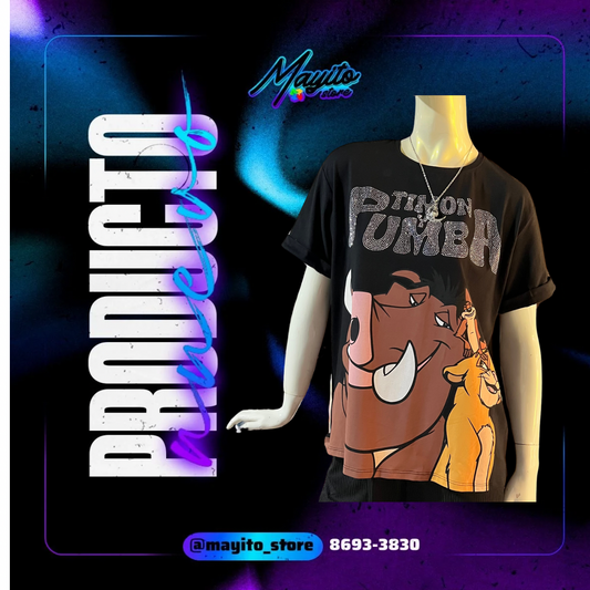 Blusa corte L Timón & Pumba negra