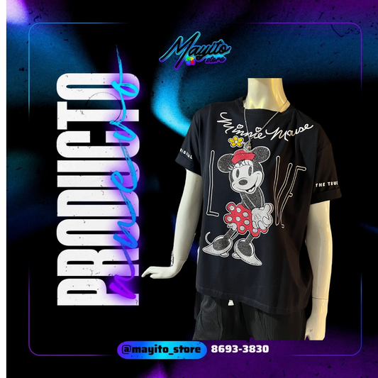 Blusa corte L Minnie clásica negra