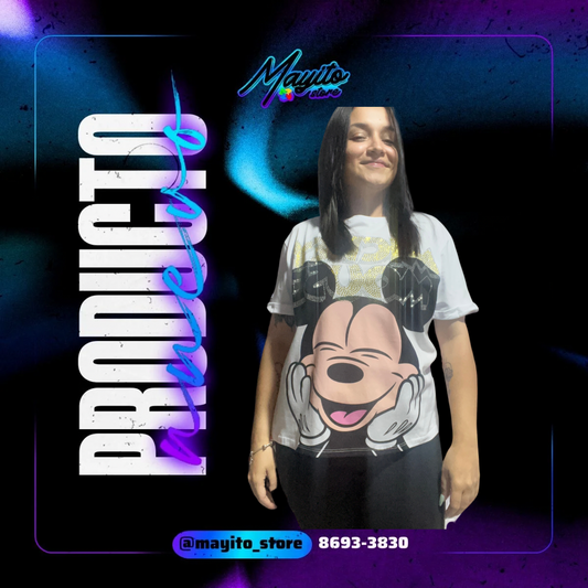 Blusa Corte L Mickey feliz blanca