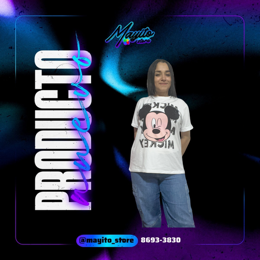 Blusa corte L Mickey guiño blanca